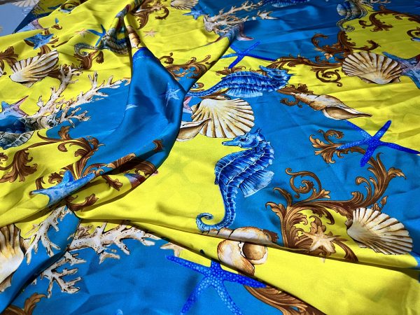 Italian Silk fabric Alta Moda,Made in Italy.Sea World